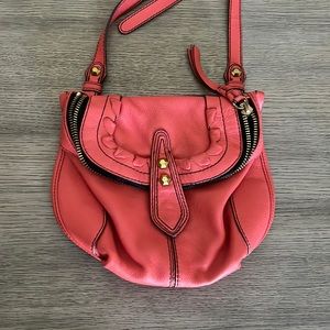 Coral leather crossbody bag
